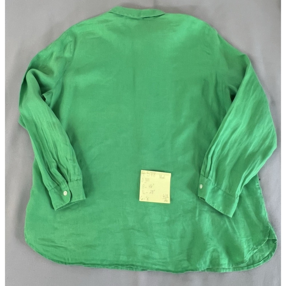 J Jill Love Linen Women's Button Front Blouse Green Size Medium 100% Linen - Picture 10 of 10